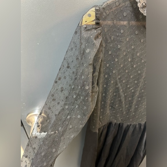 Vintage Sheer Fit & Flare Knee Length Little Black Dress - Picture 7 of 8